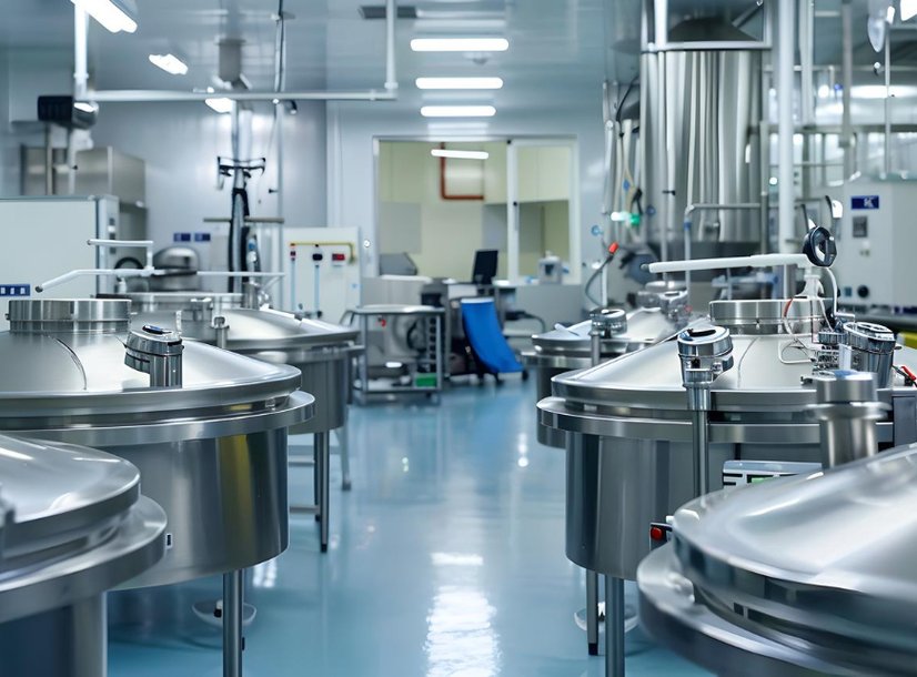 Food processing facility with blue
epoxy floors