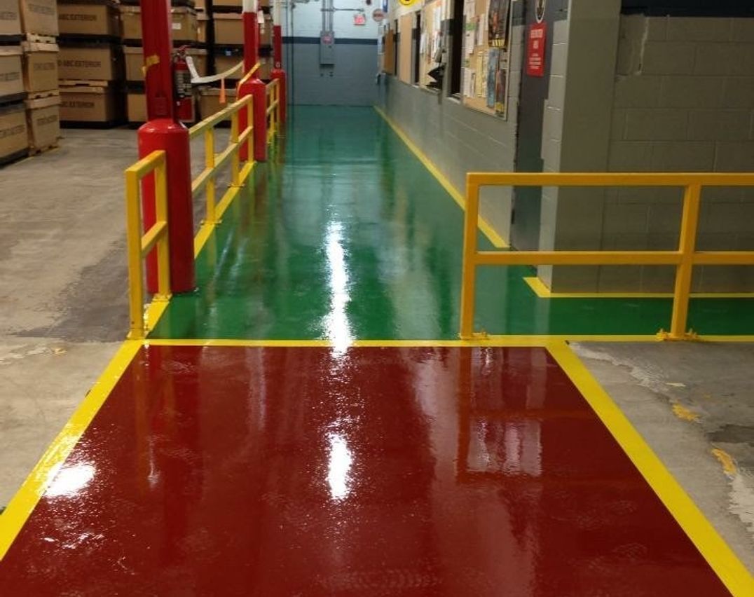 Safety lines and
        walkways on flooring in Toronto